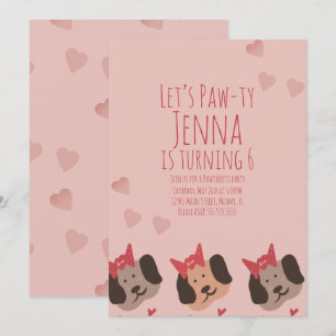 Süße Geburtstags-Hunde-Party Valentinstag  Einladung