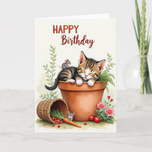 Süße Geburtstags-Katzen-Schlafkarte Karte