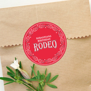 Süße Geburtstags-Simple-Rodeo-Typografie Rotes Ban Runder Aufkleber