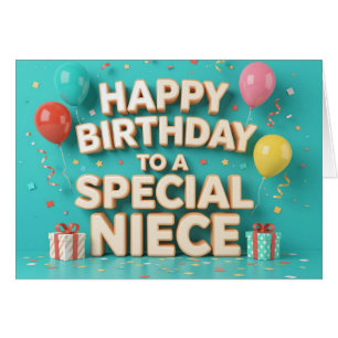 Süße Geburtstagsballons und Geschenkekarte für Nic