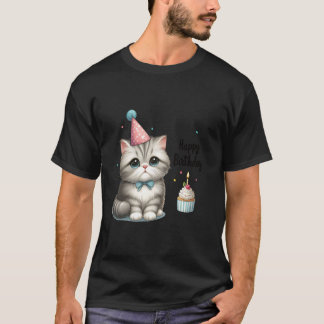 Süße Geburtstagsfeier Katze  Kätzchen Partyhut T-Shirt