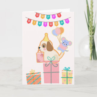 Süße Geburtstagskarte Happy Birthday mit Hund, Mau Karte