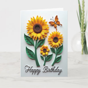 Süße Geburtstagskarte mit Quilling-Blumen Karte
