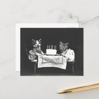 SÜßE GEBURTSTAGSKATZE VINTAGE POSTKARTE