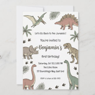 Süße gedämpfte Dino-Party-Geburtstagsfeier  Einladung