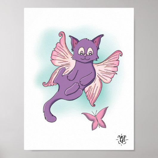 Süße geflügelte Feenkatze Poster (Vorne)