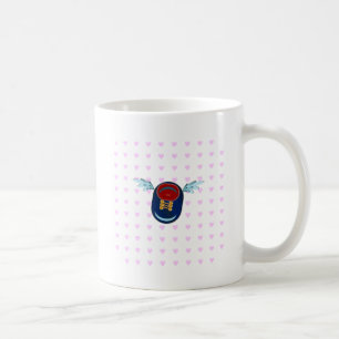 Süße geflügelte Schuh-Cartoon & rosa Herzen Kaffeetasse