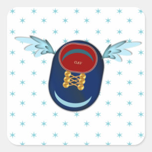 Süße geflügelte Schuh-Cartoon & Sterne Quadratischer Aufkleber