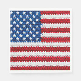 Süße gehäkelt amerikanische Flagge Rot Weiß Blau 4 Serviette