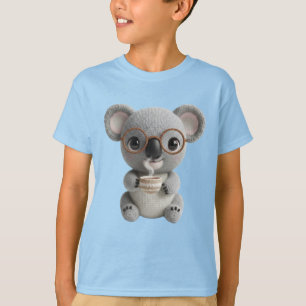 Süße gehäkelt aussehende Koala mit Kaffee – Gemütl T-Shirt