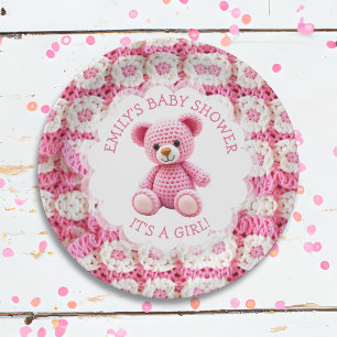 Süße gehäkelt Teddybär Mädchen-Baby-Party Pappteller