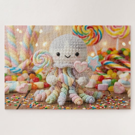 Süße gehäkeltete Oktopus-Candy-Land-Ästhetik Puzzle (Horizontal)