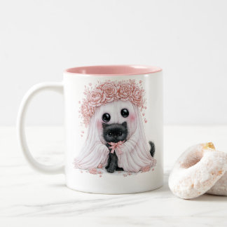 Süße Geist-Kätzchen-Tasse - Purrfektes Halloween Zweifarbige Tasse
