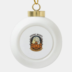 Süße Geist-Kürbisse Vintage-Gravur Halloween-Kunst Keramik Kugel-Ornament