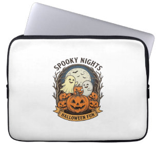 Süße Geist-Kürbisse Vintage-Gravur Halloween-Kunst Laptopschutzhülle
