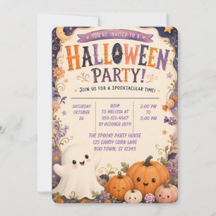 👻🎃 Süße Geist- und Kürbis-Halloween-Party ✨🕸️ Einladung