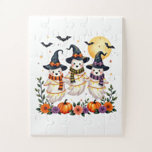Süße Geister Blumen Kürbisse Fledermäuse Halloween Puzzle