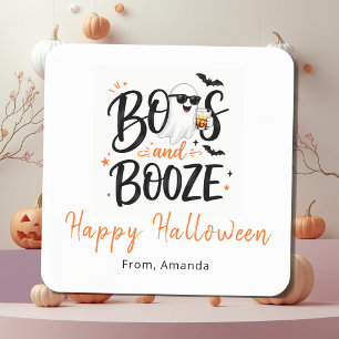 Süße Geister Boos und Alkohol Halloween Quadratischer Aufkleber