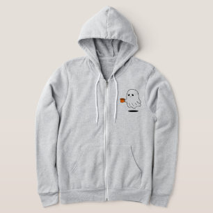 Süße Geister-Coffee-Grafik Reißverschluss Hoodie