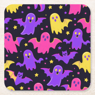 Süße Geister & Fledermäuse Halloween Rechteckiger Pappuntersetzer