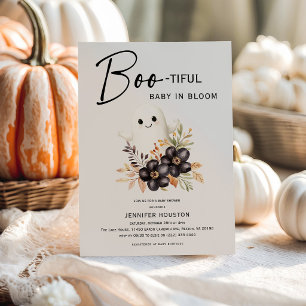 Süße Geister & Florale Halloween-Baby-Party Einladung