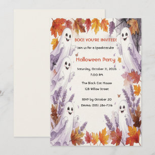 Süße Geister Herbst Halloween-Einladung Einladung