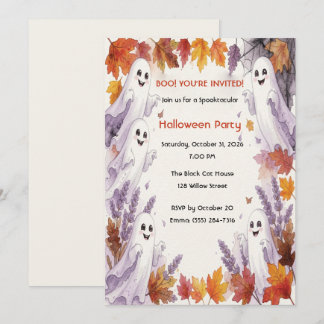 Süße Geister Herbst Halloween-Einladung Einladung