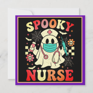 Süße Geister-Krankenschwester Halloween Grafik Ret Feiertagskarte