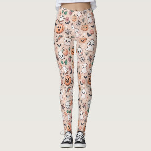 Süße Geister-Kürbis-Halloween-Orange-Muster Leggings