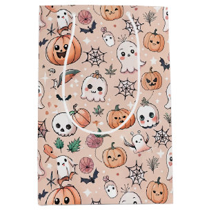 Süße Geister-Kürbis-Halloween-Orange-Muster Mittlere Geschenktüte