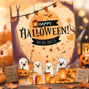 Süße Geister & Kürbisfeld Halloween-Einladung Einladung
