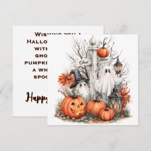 Süße Geister & Kürbisfelder Halloween Grußkarte