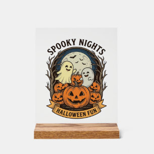 Süße Geister-Kürbisse Vintage Gravur Halloween Kun Acrylschild