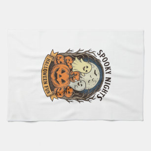 Süße Geister-Kürbisse Vintage Gravur Halloween Kun Geschirrtuch