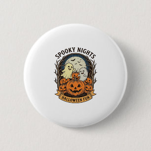 Süße Geister-Kürbisse Vintage-Stich Halloween Kuns Button