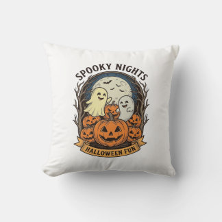 Süße Geister-Kürbisse Vintage-Stich Halloween Kuns Kissen