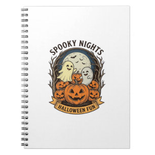 Süße Geister-Kürbisse Vintage-Stich Halloween-Kuns Notizblock