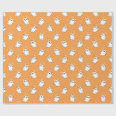 Süße Geister Orange Halloween-Muster Geschenkpapier (Flach)