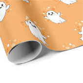 Süße Geister Orange Halloween-Muster Geschenkpapier (Rolleneckpunkt)