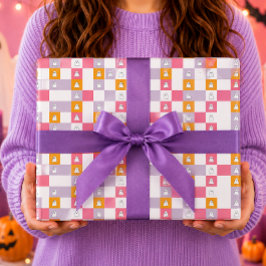 Süße Geister Pink Orange Weiß Halloween Geschenkpapier