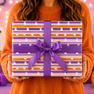 Süße Geister Rosa Lila Orange Streifen Geschenkpapier