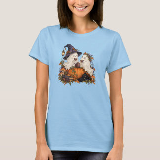Süße Geister-Teeparty Halloween Damen Blaues T-Shi T-Shirt