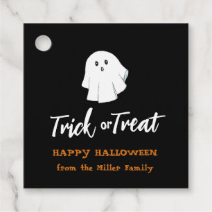 Süße Geister-Trick-or-Treat-Schwarzes Quadrat Gefa Geschenkanhänger