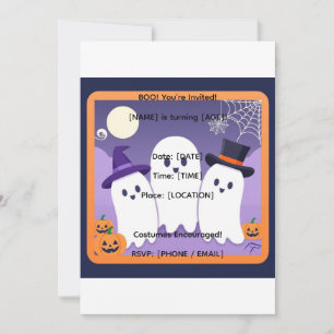 Süße Geister-Trio-Halloween-Geburtstagsfeier-Einla Einladung