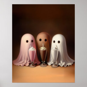Süße Geister-Trio-Milchshakes Halloween Poster