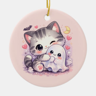 Süße Geister-Umarmung-Kitty Keramik Ornament