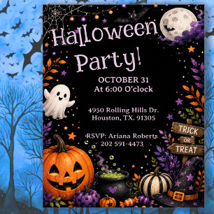 Süße Geister- und Kürbis-Halloween-Party Einladung