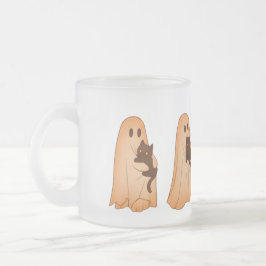 Süße Geister- und schwarze Katzen-Halloween-Tasse Mattglastasse