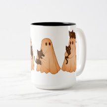 Süße Geister- und schwarze Katzen-Halloween-Tasse