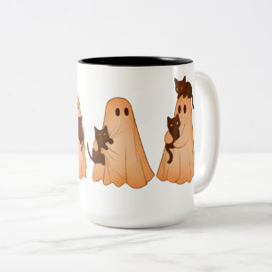 Süße Geister- und schwarze Katzen-Halloween-Tasse Zweifarbige Tasse